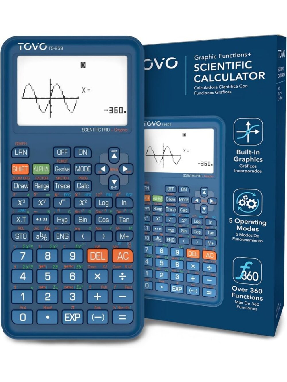 360+ Function Graphing Calculator with Large 3” Screen for Students & College